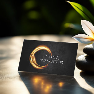 Carte De Visite SYMBOLE ZEN YOGA Élégant Noir & Or Lumière brillan