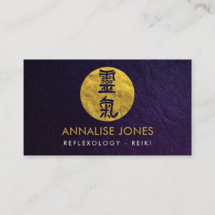 Carte De Visite Symboles curatifs de Reiki en cercle d'or