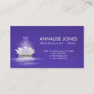 Carte De Visite Symboles curatifs de Reiki sur Lotus blanc