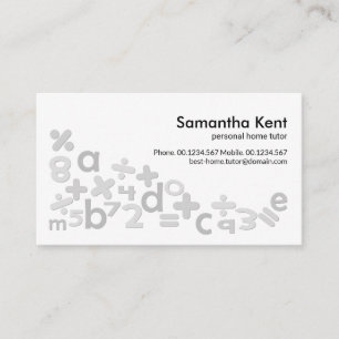 Carte De Visite Symboles mathématiques créatifs Alphabets Home T