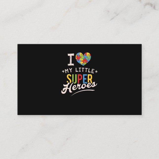 Carte De Visite T-shirt du Mois de l'autisme pour enseignant d'édu (Devant)