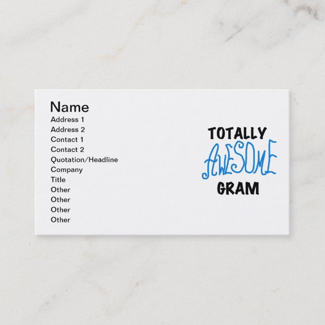 Carte De Visite T-shirts bleus et cadeaux de gramme totalement (Devant)