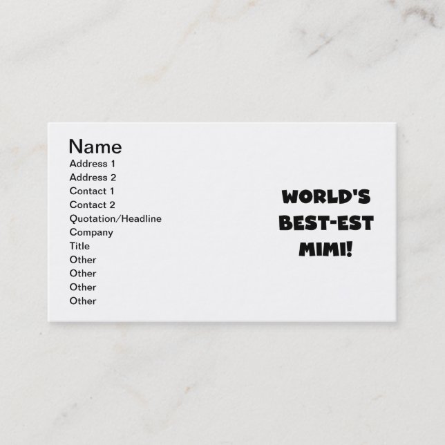 Carte De Visite T-shirts et cadeau noirs des textes Mimi du (Devant)