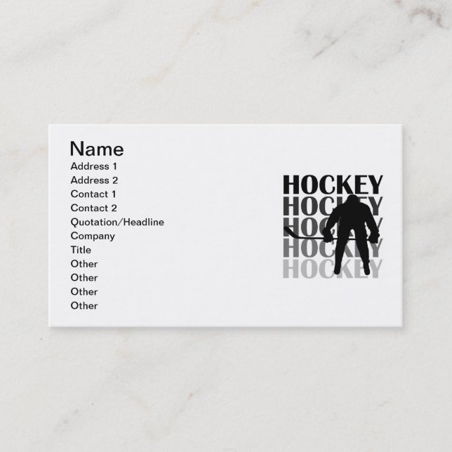 Carte De Visite T-shirts et cadeaux de silhouette d'hockey (Devant)