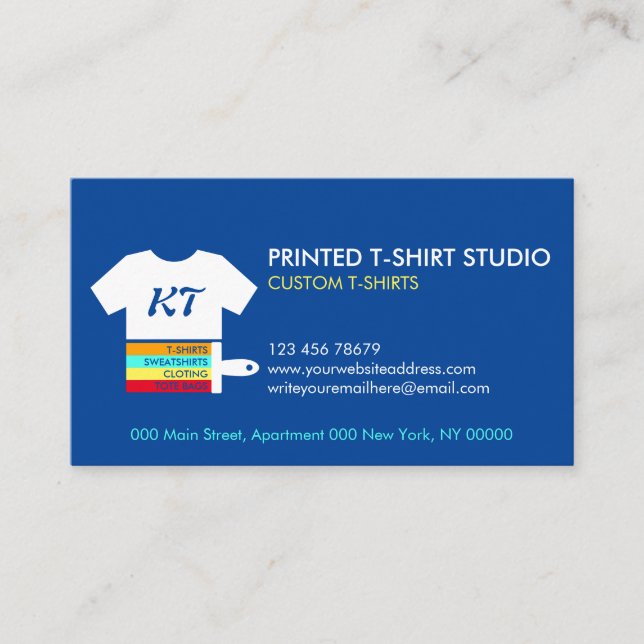 Carte De Visite T-Shirts personnalisés bleu marine Sacs Vêtements (Devant)