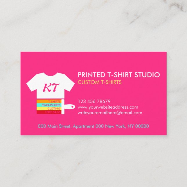 Carte De Visite T-Shirts Personnalisés Roses Sacs Vêtements (Devant)