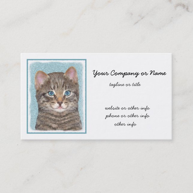 Carte De Visite Tabby Gris Peinture Chat - Cute Original Art Chat (Devant)