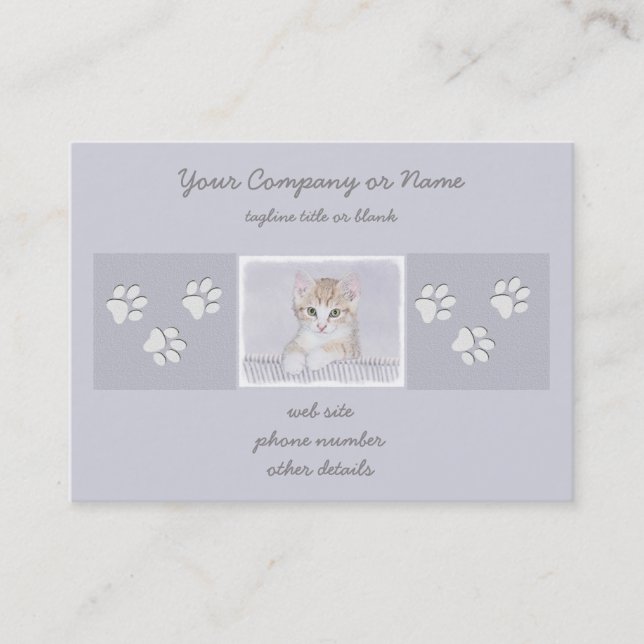 Carte De Visite Tabby Orange Kitten Peinture - Art Chat original (Devant)