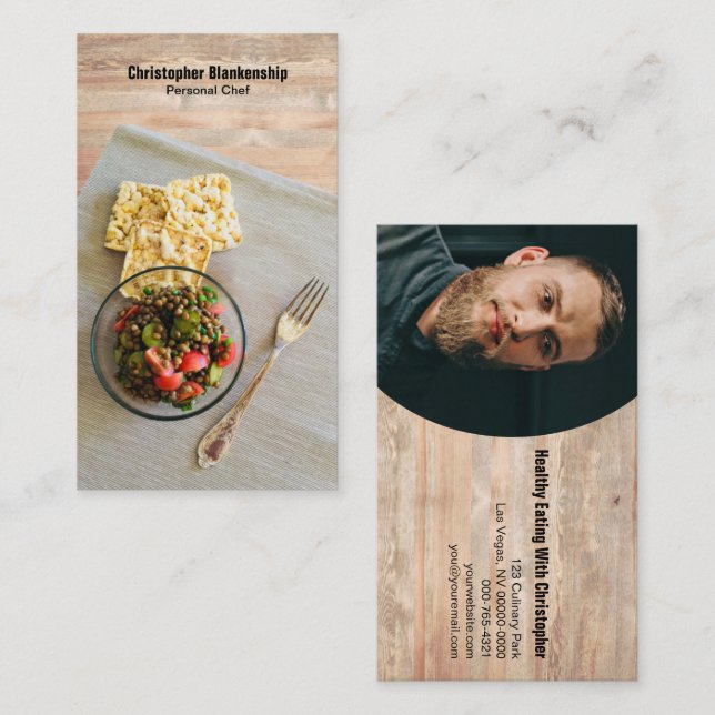Carte De Visite Table de repas Définition Chef personnel Photo per (Devant / Derrière)