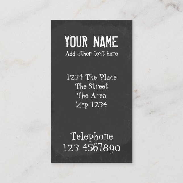 Carte De Visite Tableau avec l'effet des textes de craie (Devant)