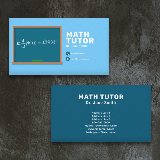 Carte De Visite Tableau de bord et équation Math Tutor (Chalkboard & Equation Math Tutor Business Card)
