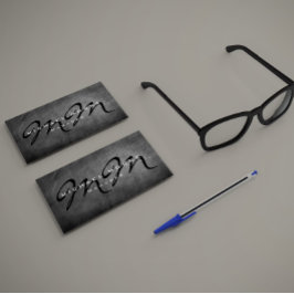 Carte De Visite Tableau noir gris à deux côtés Monogramme gras min