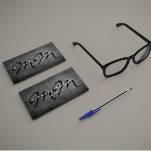 Carte De Visite Tableau noir gris à deux côtés Monogramme gras min