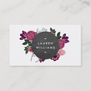 Carte De Visite Tableau noir Vintage moderne Motif Floral