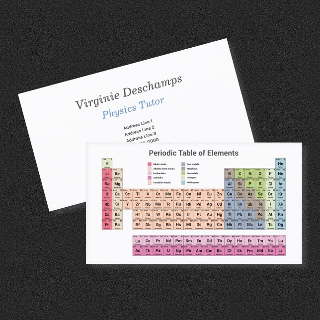 Carte de visite - Tableau périodique en blanc (Sciences Physics Tutor - Periodic Table on White Business Card)