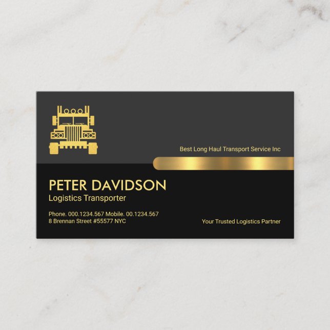 Carte De Visite Tabulation professionnelle Black Grey Layers Gold  (Devant)