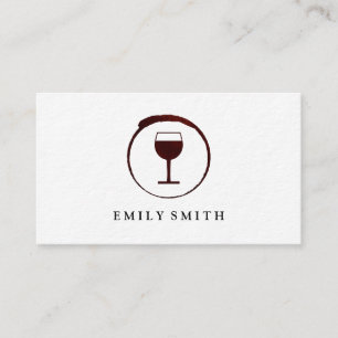 Carte De Visite Tache de vin rouge élégante avec verre à vin