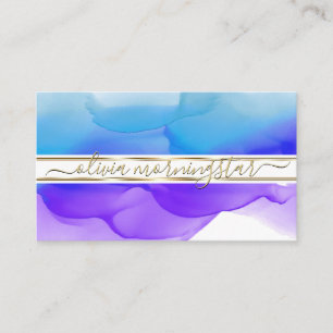 Carte De Visite Taches d'encre aquarelle abstraite Luxe Indigo Cob