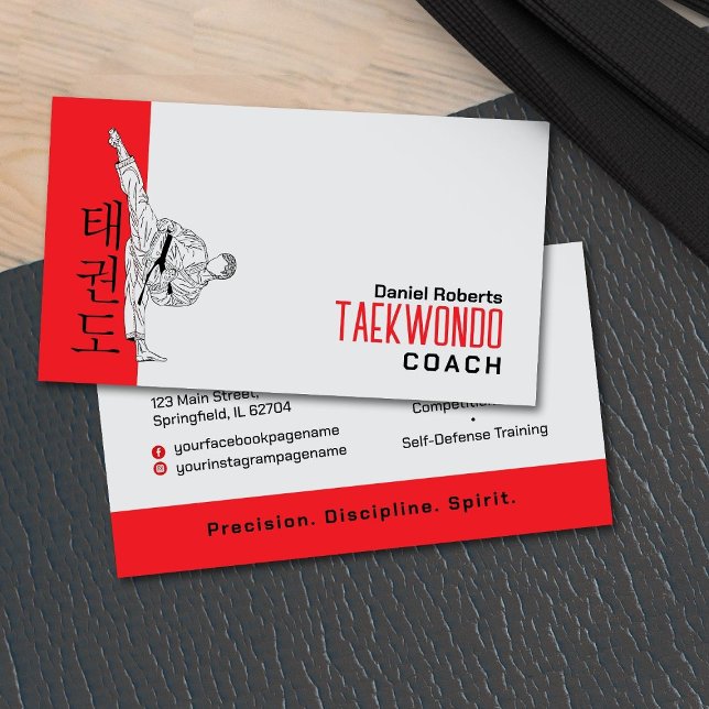 Carte De Visite Taekwondo Coach - Artiste martiale et symbole Hang (Créateur téléchargé)