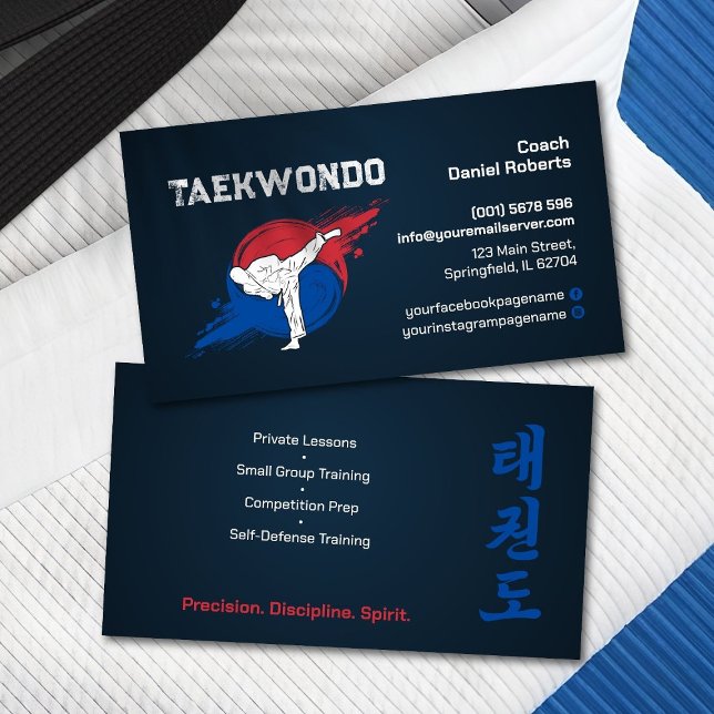 Carte De Visite Taekwondo Coach - Artiste martiale et Taegeuk (Créateur téléchargé)
