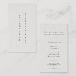 Carte De Visite Tag de tissu de lin minimaliste