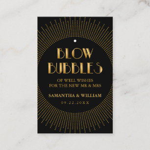 Carte De Visite Tag d'envoi du Mariage d'or Art Déco vintage