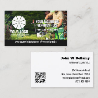 Carte De Visite Tagline Your Logo Overlay Photo Editable QR Code