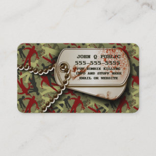 Carte De Visite Tags de Chien Camo Zombie