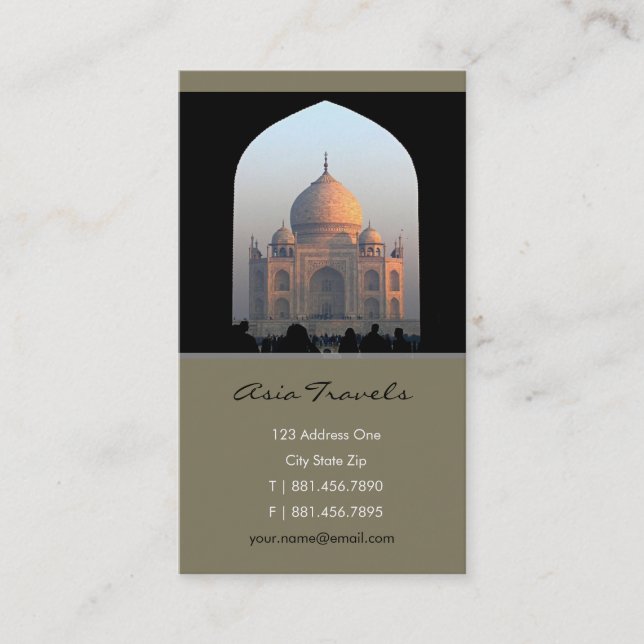 Carte De Visite Taj Mahal, lumière de l'aube Inde Photo d'architec (Devant)