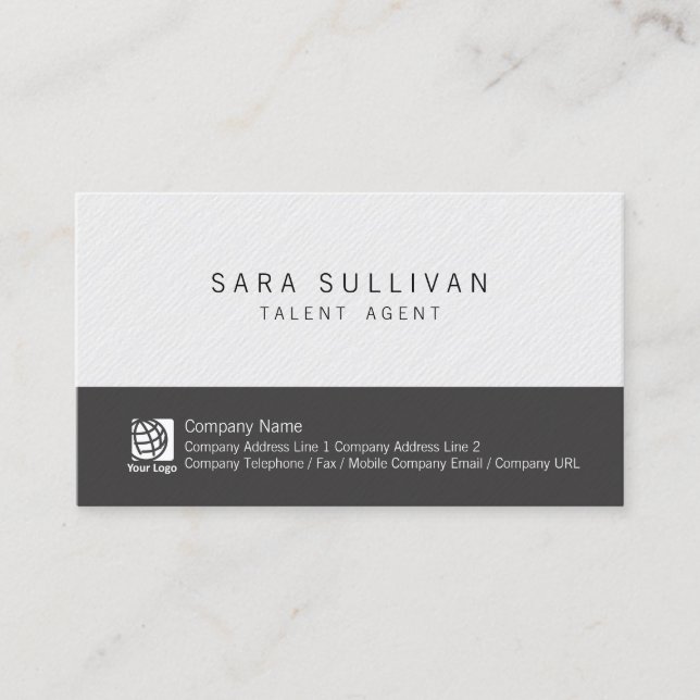 Carte De Visite Talent Agent Entertainment Simple Noir Blanc (Devant)