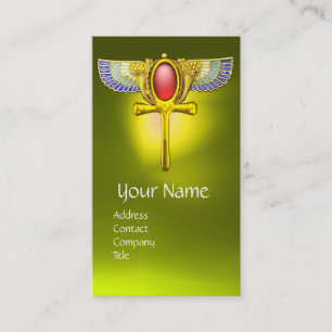 CARTE DE VISITE TALISMAN/ROUGE ANKH À AILES PAR EGYPTIEN AVEC LA
