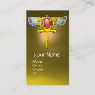 CARTE DE VISITE TALISMAN ROUGE / EGYPTIEN FEU ANKH AVEC CORNUCOPIE