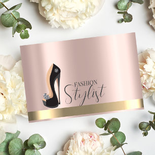 Carte De Visite Talons hauts noirs Rose Gold