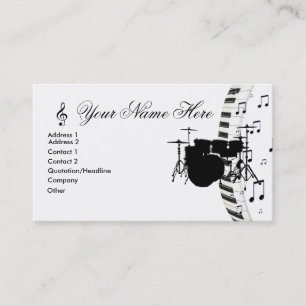 Carte De Visite Tambour ensemble Piano Clavier et notes musicales