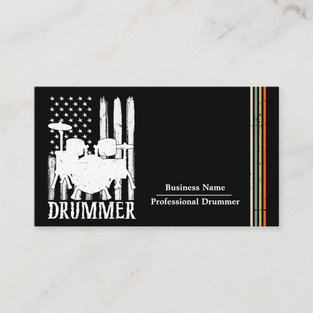 Carte De Visite tambour professionnel tambour drapeau américain (Devant)