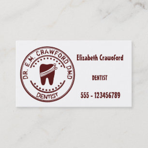 Carte De Visite Tampon en caoutchouc de dentiste avec la dent et