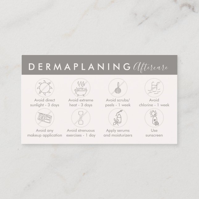 Carte De Visite Tan Cream Dermaplaning Instructions postales (Dos)