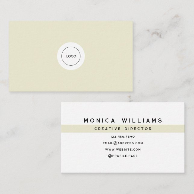 Carte De Visite Tan cream minimalist sleek clean (Devant / Derrière)
