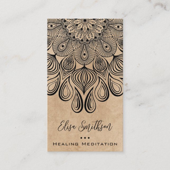 Carte De Visite Tan Mandala Yoga Reiki Guérison Méditation Naturel (Devant)