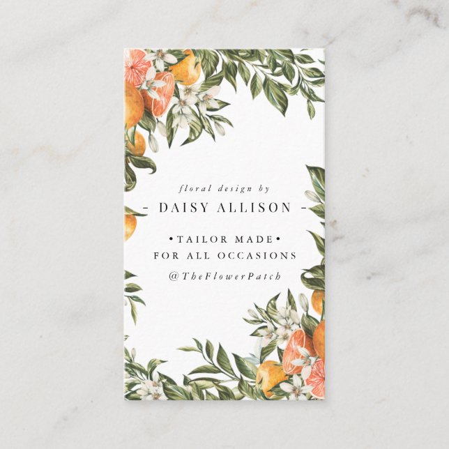 Carte De Visite Tangerine Citrus Orchard Boho Botanique (Devant)