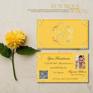 Carte De Visite Tangérine orange Monogramme photo Code QR