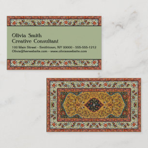 Carte De Visite Tapis Élegant Tapisserie Perse Antique Riche