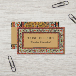 Carte De Visite Tapis Élegant Tapisserie Perse Antique Riche