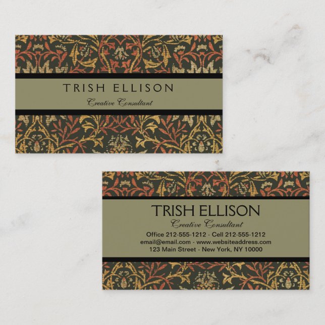 Carte De Visite Tapisserie du jardin de fleurs William Morris (Devant / Derrière)