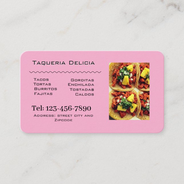 Carte De Visite taqueria / restaurant editable card  (Devant)