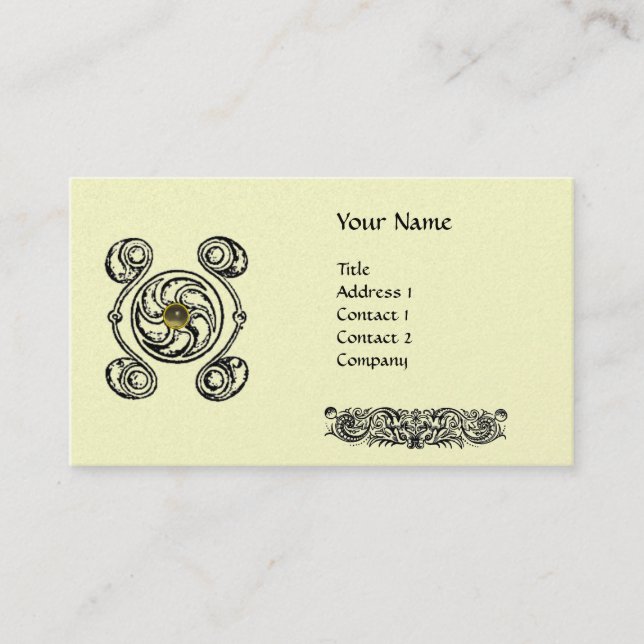 Carte De Visite TAROT 2 Black White Cream Monogram Pearl (Devant)