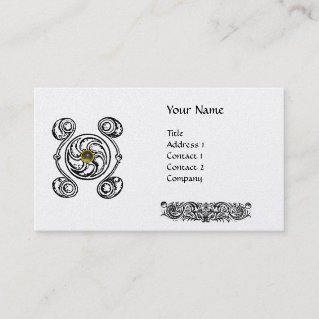 CARTE DE VISITE TAROT BLACK CELTIQUE BLANC DRAWER GRAY GEM MONOGRA (Devant)