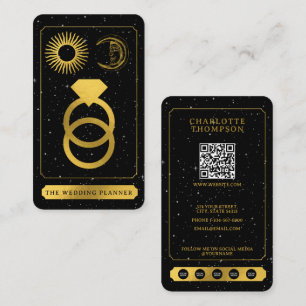 Carte De Visite Tarot céleste soleil lune or Wedding planner