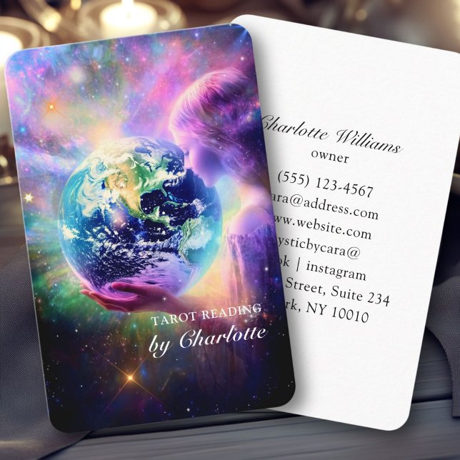 Carte De Visite Tarot, Femme Universe (Tarot, Universe-Galaxy-Woman-Earth Business Card)