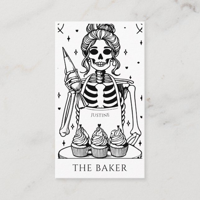 Carte De Visite Tarot Skeleton Baker Whisk Cupcake (Devant)